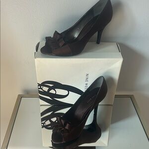 Nine West Brown Peep-Toe Heels size 8.5